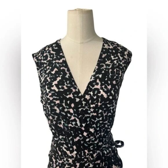 REBECCA TAYLOR Leopard Midi Wrap Dress Size 4 - Picture 5 of 6